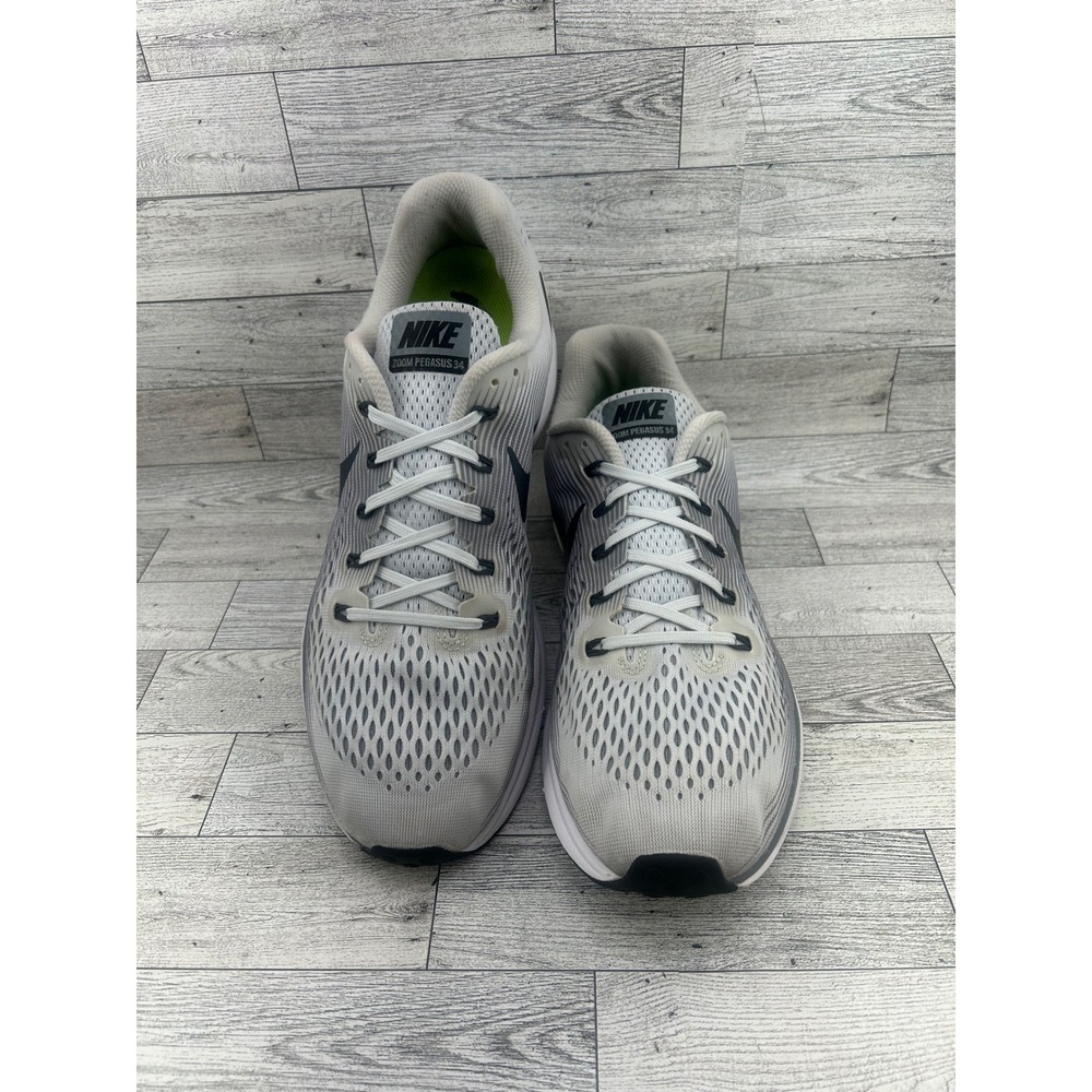 Nike Air Zoom Pegasus 34 Wolf Grey Black Running Shoes 880555-010 Mens 12